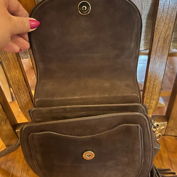 Spartina 449 Coffee Suede Saddle Crossbody Bag - Picture 10 of 15